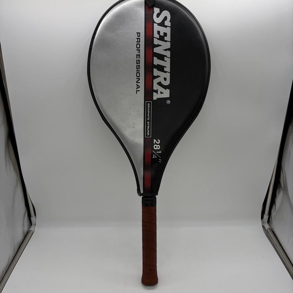Vintage Sentra Black Panther Tennis Racket 4 ⅜ L Grip Graphite Strung 28 1/4"